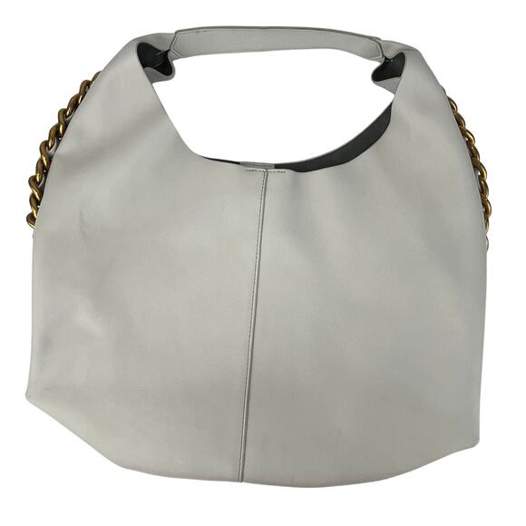 Faux Off White Leather Hobo Bag with Gold Chain Hardware - Picture 6 of 10
